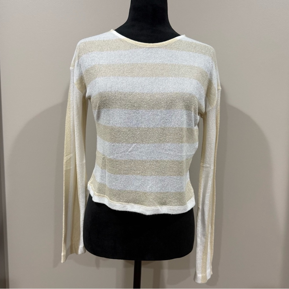 Pilcro by Anthropologie Shimmer Striped Pullover Shimmery Knit